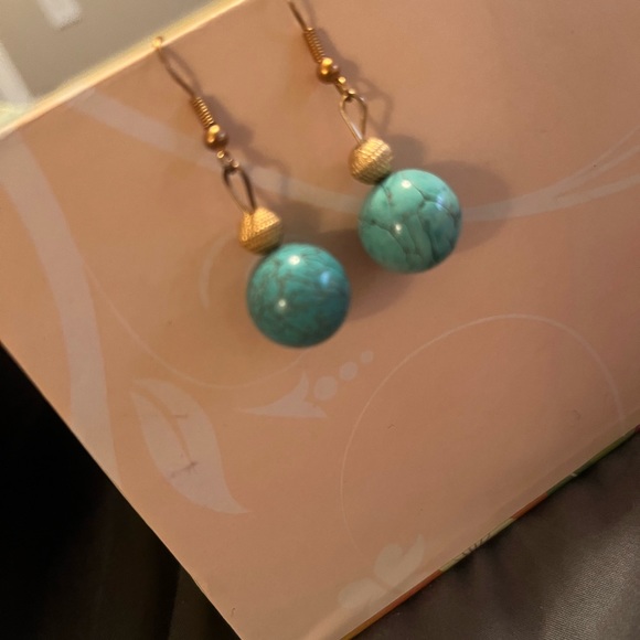 Handmade Turquoise & Copper Trio-Bracelet, Necklace & Earrings - Picture 2 of 6